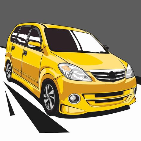 Yellow city car vector illustration | Premium Vector #Freepik #vector #artwork-design #artwork #t-shirt-graphics #illustration-art Avanza Vector, Mobil Vector, Sticker Reference, Car Vector Illustration, Bmw Isetta 300, Daihatsu Terios, Bmw Isetta, Car Concept, Toyota Innova