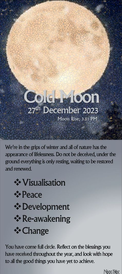 Full Cold Moon, Moon Date, Cold Moon, Moon Names, Do Not Be Deceived, Lunar Moon, Aging Backwards, Moon Calendar, Magick Book