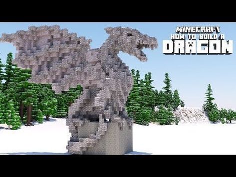 Minecraft Statue Builds, Minecraft Dragon Tutorial, Minecraft Dragon Build Tutorial, Minecraft Medieval Statue, Minecraft Statue Tutorials, Dragon Statue Minecraft, Minecraft Dragon Statue, Minecraft Dragon Build, Minecraft Statue Ideas