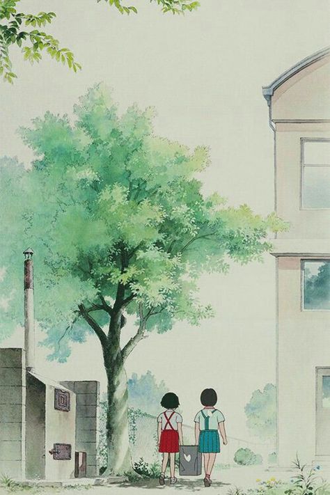 Ghibli Cartoon, Yellow Gif, Walking Gif, Gif Wallpaper, Wind Rises, Only Yesterday, Watercolor Architecture, Studio Ghibli Movies, Studio Ghibli Art