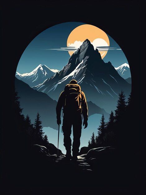 Photo travelers silhouette hiker man sta... | Premium Photo #Freepik #photo Trekking Pictures, Trekking Photos, Mountain Banner, Mountain Photo Ideas, Hiking Logo, Journey Logo, Photoshop Poster Design, Hiking Art, Typography Tshirt Design