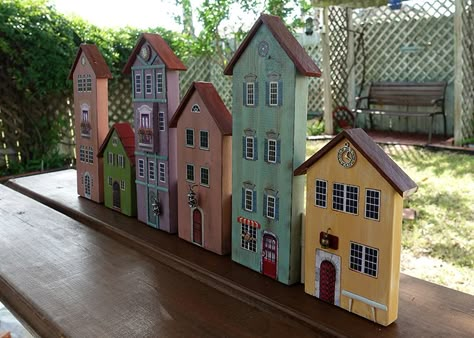 Miniature Wooden House, Small Painted House, Miniature House Decoration, Wooden Ornaments, Backyard decor, Home accent item, Shabby chic style Painted House, Small Wooden House, Backyard House, Pottery Houses, Selling Handmade Items, 카드 디자인, Wooden Houses, Wood Working Gifts, House Miniature