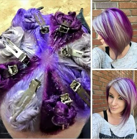 Hair sectioning color Pinwheel Hair Color, Hair Color Techniques, Color Techniques, Rainbow Hair, Cool Hair Color, Crazy Hair, Hair Today, Hair Dos, Purple Hair