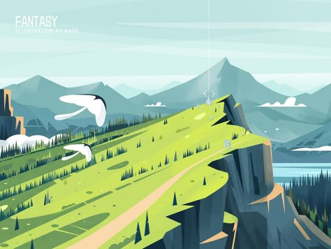 Mountain by Rwds on Dribbble Flat Illustration Landscape, Illustration Landscape, Motion Background, Mountain Illustration, Spray Paint Art, Nature Drawing, Fantasy Art Landscapes, Landscape Illustration, Background Art