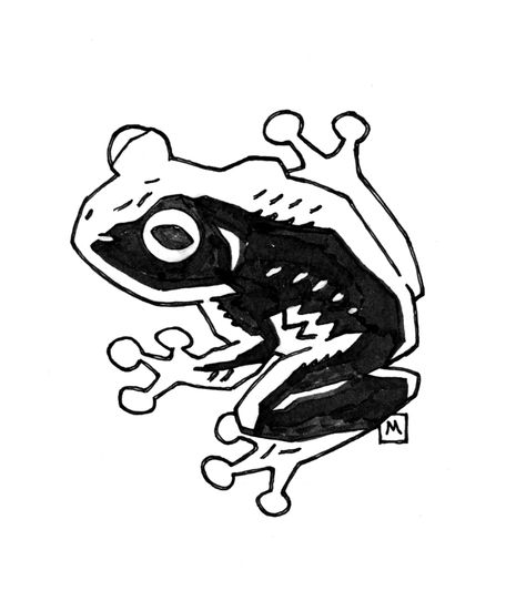 Frog by Mike Mignola Rocket Photo, Hellboy Tattoo, Mike Mignola Art, Frog Tattoos, Mike Mignola, White Drawing, 카드 디자인, Tattoo Design Drawings, Linoleum