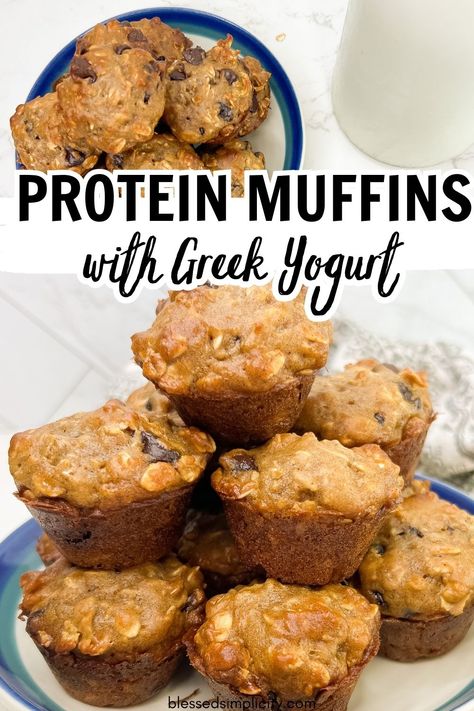 These easy to make, delicious greek yogurt protein powder muffins are an amazing greek yogurt protein recipe. These protein muffins make the perfect breakfast for school mornings or after workout recovery breakfast for mom and dad. Greek Yogurt Protein Powder Muffins, Protein Muffins No Banana, Greek Yogurt Breakfast Muffins, Greek Yogurt Muffins Gluten Free, Protien Muffins Greek Yogurt, Protein Powder Oatmeal Muffins, Sun Warrior Protein Recipes, Protein Muffins Greek Yogurt, Greek Yogurt Oatmeal Muffins