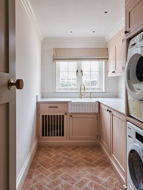 Utility Inspiration, Utility Room Ideas, Terracotta Brick, Boot Rooms, Terracotta Kitchen, Floor To Ceiling Cabinets, Galley Kitchen Design, Galley Kitchens, Big Kitchen