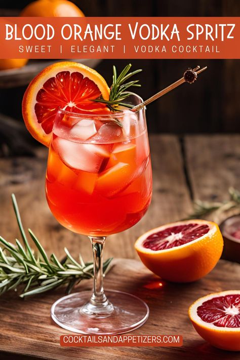 Tart and fruity, this beautiful Vodka Blood Orange drink is easy to make and delicious. Fresh Blood orange juice, seltzer water and vodka come together for this refreshing winter cocktail. Great for Christmas party drinks, New Year's alcoholic drinks, Super Bowl vodka drinks or anytime. Drinks With Orange Vodka, Drinks With Orange Liquor, Vodka Spritzer Cocktails, Orange Vodka Cocktails, Orange Alcoholic Drinks, Blood Orange Drink, Nye Cocktails, Spritzer Cocktails, Easy Vodka Cocktails