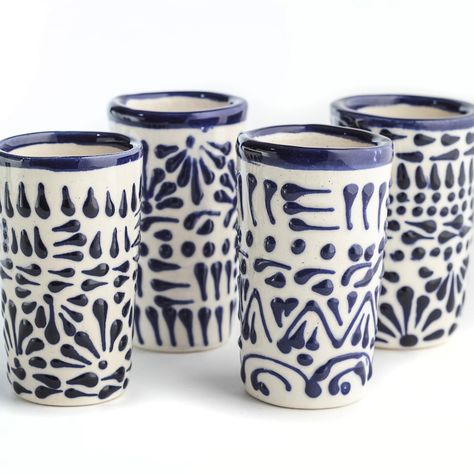 PRICES MAY VARY. ❤️ HANDMADE WITH LOVE: Our Talavera Shot Glasses is made by Mexican artisans from central east region of Mexico ⭐ STURDINESS: Set of 4 Talavera Shot Glasses. Made of high-quality ceramic LEAD-FREE, Majolica ceramic shot glass. Each shot glass is unique and will be slightly different from the pictures 🎁 GIFTABLE: Our Mexican Talavera Shot Glasses are perfect for everyday use or special occasions: Weddings, Bachelor Party, Housewarming Gift, Anniversaries, Graduation, Birthdays, Blue China Print, Talavera Wedding, Mexican Tequila, Mexican Crafts, Tequila Shots, Wedding Venue Decorations, Mexican Talavera, Mexican Decor, Authentic Mexican