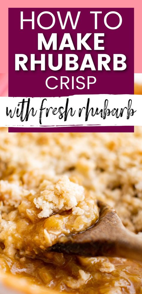 Spoon scooping up crisp from a dish. Rhubarb Desserts Recipes, Rhubarb Recipes Crisp, Meat And Potatoes Recipes, Homemade Chocolate Truffles, Dessert Truffles, Rhubarb Crisp, Rhubarb Desserts, Tart Dessert, Small Desserts