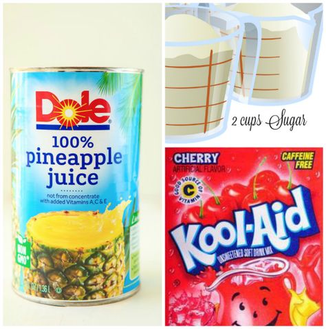 Cherry Kool Aid Punch, Kool Aid Punch Pineapple Juice, Koolaid Punch Recipes, Kool Aid Punch, 3 Ingredient Punch, Jello Punch, Pineapple Sherbert, Frozen Cups, Quick Easy Lunches