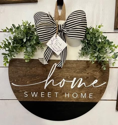 Circular Door Hanger, Home Sweet Home Circle Sign, Welcome Round Door Hanger, Home Sweet Home Round Sign, New Home Door Hanger, Home Signs Wooden Outside, Diy House Signs Indoor, Welcome Circle Door Hanger, Hi Wooden Door Sign