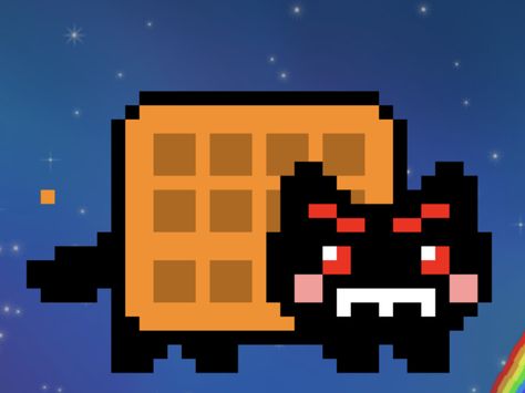 Evil Nyan Cat, Waffle Cat Nyan Cat, Tac Nyan Icon, Tac Nayn Art, Nyan Cat Aesthetic, Nyan Cat Pfp, Tac Nyan, Tac Nayn, Nya Cat