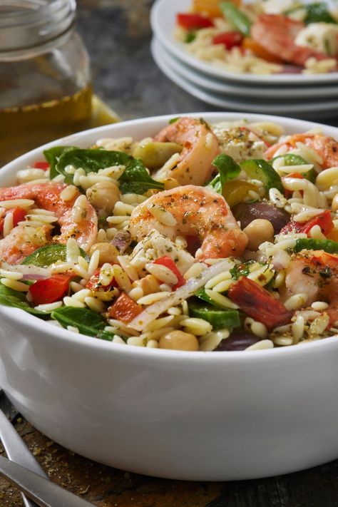 Shrimp Orzo Salad, Orzo Shrimp, Orzo Feta, Shrimp Orzo, Shrimp Pasta Salad, Feta Recipe, Orzo Salad Recipes, Orzo Pasta Salad, Orzo Recipes