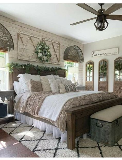 Cottage Core Bedroom, Farmhouse Bedroom Ideas, Country Bedding, Couple Bedroom, Building Ideas, Farmhouse Bedroom, Home N Decor, Cottage Core, Bedroom Ideas