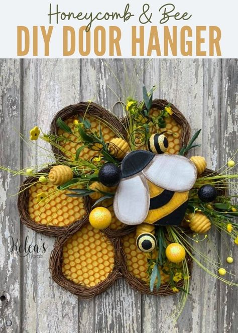 Eggs Easter Decoration, Easter Home Decorations, Bee Door Hanger, Bee Hives Diy, Summer Arrangements, Bee Hive Craft, Diy Seasonal Decor, Diy Honeycomb, Easter Home Decor