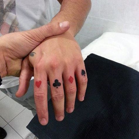 Men Finger Tattoos, Simple Finger Tattoo, Playing Card Tattoos, Symbols Tattoo, Spade Tattoo, Finger Tats, Knuckle Tattoos, Inspiration Tattoos, Small Hand Tattoos