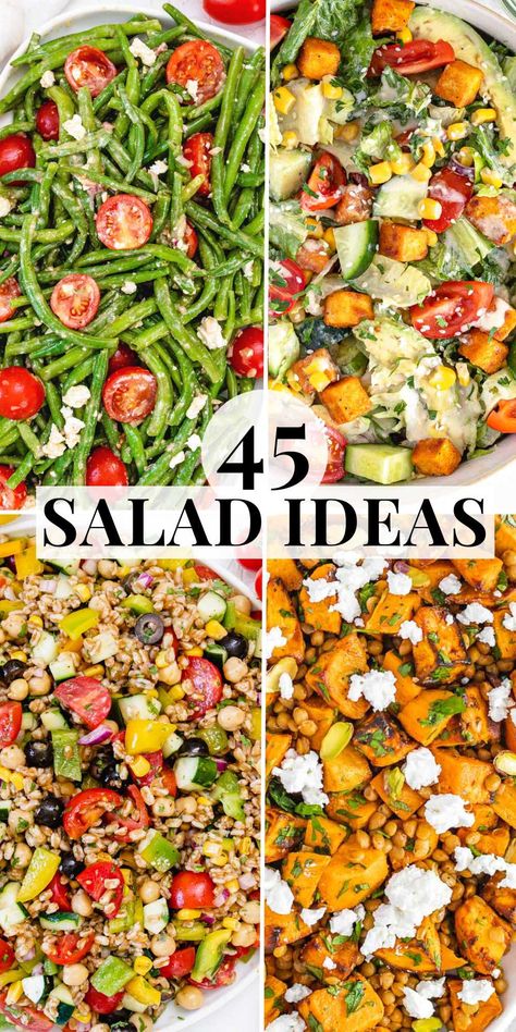 Over 45 best and tasty salads that are easy to make, healthy, vegetarian and vegan too. Browse through, and pick your favorite salad and dressing. Best Vegan Salads, Salad And Dressing, Healthy Starters, Fennel And Orange Salad, Tasty Salads, Lettuce Salad Recipes, Potluck Salad, Plant Based School, Best Salad