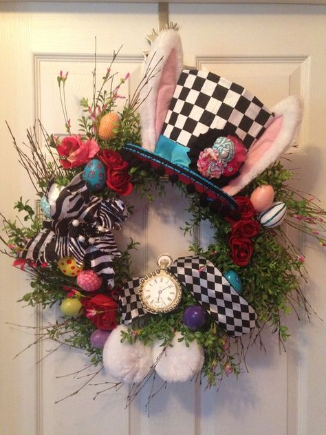 Diy – Velikonoce, Easter Craft Ideas, Easter Craft Projects, Easter Door Decor, Easter Spring Wreath, Easter Wreath Diy, Mad Hatter Party, Diy Spring Wreath, Easter Door