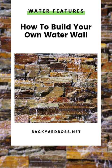 Do you want to add a decorative water wall to a room in your house, but it's not in the budget? In this guide, we describe how to build a water wall at home for a fraction of the cost. You can elevate any space with your own decorative water feature. Add a personal touch to complement the decor in your home by staining or painting the wood to fit in with the other furniture in the space or selecting a different tile for the surface of the wall. Stone Wall Water Feature, Water Wall Diy, Massage Office, Water Wall Fountain, Diy Water Feature, Walled Courtyard, Water Feature Wall, Outdoor Water Feature, Pool Water Features