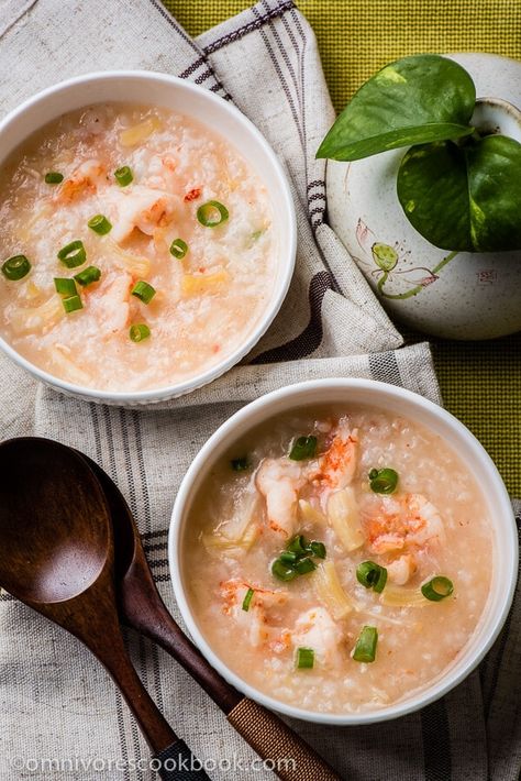 Seafood Congee | Omnivore's Cookbook Seafood Congee, Chinese Porridge, Congee Recipe, Healthy Chinese Recipes, Cantonese Cuisine, Mapo Tofu, Authentic Chinese Recipes, Easy Chinese Recipes, Ultimate Comfort Food