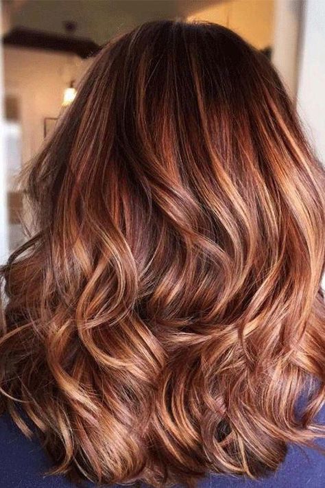 Fall Baby Lights, Rambut Brunette, Auburn Red, Loose Deep Wave, Caramel Highlights, Copper Hair Color, Hair Color Auburn, Side Swept, Winter Hair Color