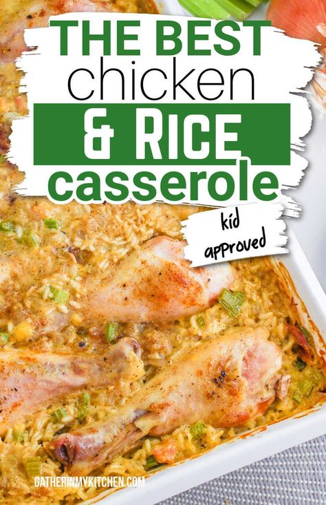 Discover the delight of a creamy baked chicken and rice casserole. This easy recipe is ideal for a hearty dinner, combining juicy chicken drumsticks with rich, flavorful rice. It's a simple, baked dish that promises to please any palate. Knorr Rice Recipes, Chicken Soup Rice, Baked Chicken And Rice Casserole, Chicken Drumstick Recipes Oven, Drumstick Recipes Oven, Creamy Chicken And Rice Casserole, Creamy Baked Chicken, Baked Chicken And Rice, Chicken Flavored Rice