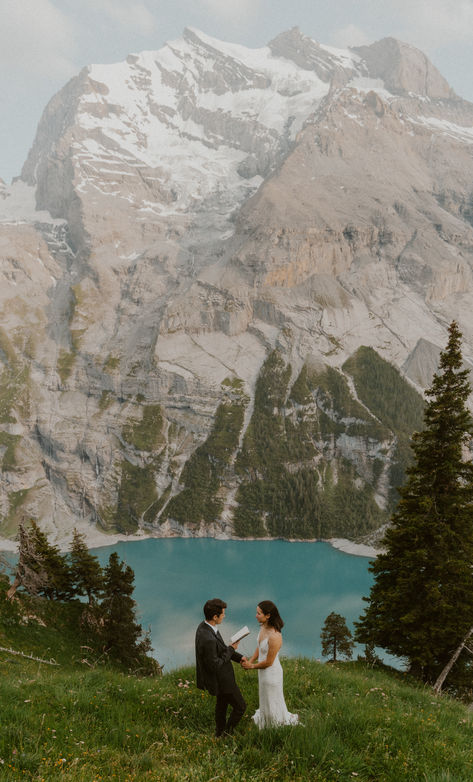 An intimate two person elopement exploring Grindelwald and the Swiss Alps. Max & Abbey read vows overlooking a bright turquoise lake, and we hiked down from the mountains long after sundown. Best Destination Wedding Locations, Small Beach Weddings, Swiss Mountains, Best Destination Wedding, Destination Wedding Mexico, Destination Wedding Locations, Unique Wedding Venues, Elopement Locations, Swiss Alps