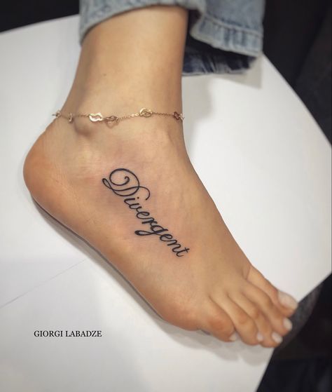 Chic Tattoo, Writing Tattoos, Spine Tattoo, Foot Tattoo, Dope Tattoos, Word Tattoos, Foot Tattoos, Tattoo Placement, Tattoo Lettering