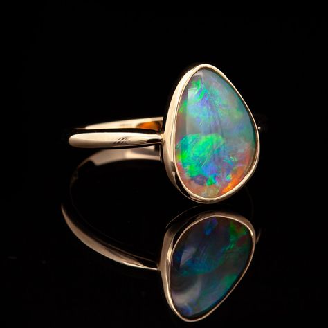 Kalola | Australian Crystal Black Opal Ring Australian Opal Jewelry, Boulder Opal Ring, Black Opal Ring, Opal Pendant Necklace, Australian Boulder Opal, Crystal Opal, Pearl Collection, Sea Pearls, Sustainable Jewelry