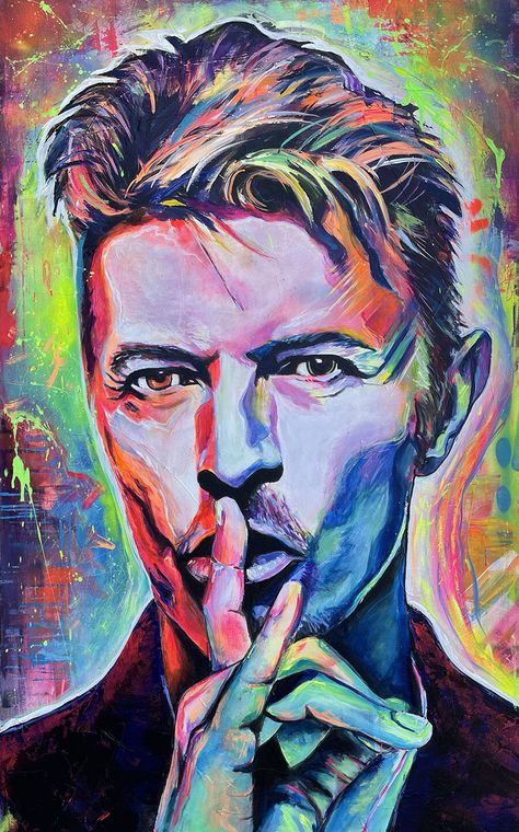 Icon and celebrity paintings — CGDiaz Art David Bowie Painting, Bowie Painting, Celebrity Paintings, Pop Art Face, Acrylic Portrait Painting, Abstract Portrait Painting, Pop Art Portraits, Portrait Paintings, Acrylic Artwork