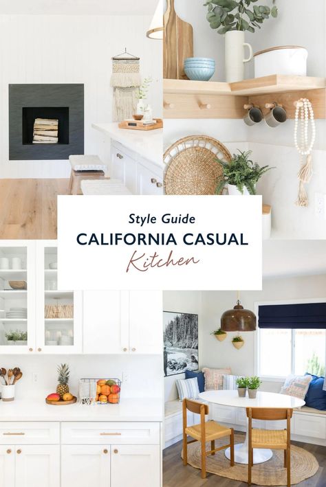 Californian Home Decor Casual, California Casual Kitchen Island, So Cal Interior Design, California Casual Interior Design Bathroom, California Chic Style, Modern Casual Dining Room, California Casual Kitchen Ideas, Californian Style Interiors, California Casual Kitchen Design