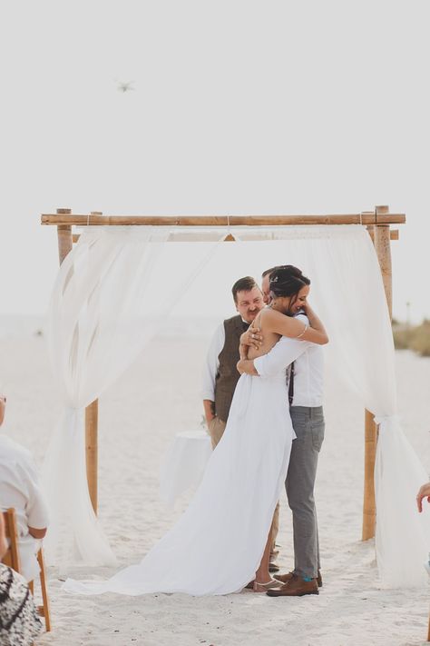 Katie and Justin’s Light and Easy Florida Beach Wedding by Stacy Paul Photography Ceremony Arch Flowers, Wedding Arch Tulle, Wedding Drapery, Diy Wedding Arch, Wedding Ceremony Ideas, Ko Samui, Flowers For Wedding, Thailand Wedding, Florida Beach Wedding