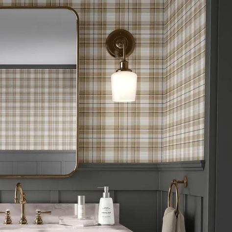 PaisleyandDotHome - Etsy Wallpaper In Study, Pinstripe Wallpaper Bathroom, Plaid Wallpaper Nursery, Plaid Wallpaper Boys Room, Bathroom Wallpaper Farmhouse, Wallpaper Kids Bathroom, Plaid Wallpaper Bathroom, Plaid Wallpaper Bedroom, Black Plaid Wallpaper