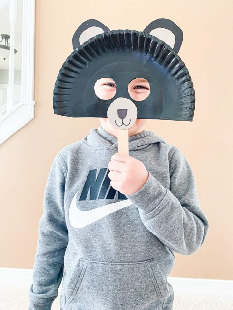 10 EASY Bear Crafts for Kids - ABCDee Learning Paper Plate Bear Mask, Teddy Bear Mask Craft, Brown Bear What Do You See Crafts, Black Bear Crafts Preschool, Black Preschool Crafts, Bear Projects For Preschool, Smokey The Bear Crafts For Preschool, Teddy Bear Preschool Craft, Bear Toddler Craft