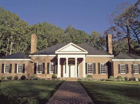 Floor Plan AFLFPW17869 - 1 Story Home Design with 4 BRs and 3 Baths House Columns, Neoclassical House, One Level Homes, Southern Style House Plans, Southern House Plan, Luxury Plan, Colonial House Plans, Southern House, Southern House Plans