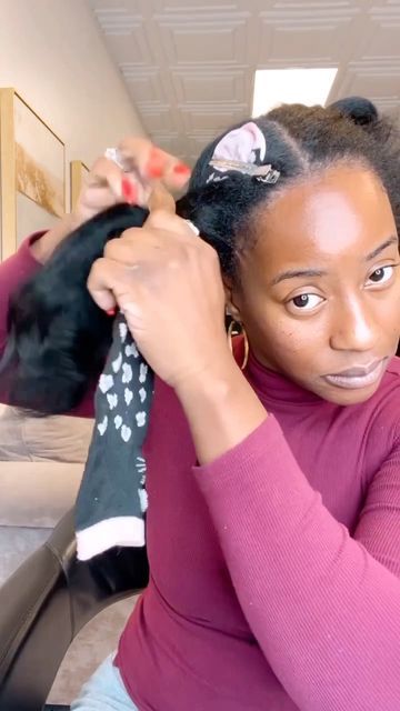 @haircareavenue on Instagram: "Flawless!👌🏾Have you tried the sock method? follow @haircareavenue for daily natural hair tips and inspiration for men and women ✨✨✨ 🎥: @misslondonbella • Heatless Curls for the Girls !!! Try it! #heatlesscurls #sockcurls #misslondonbella #healthyhairisalifestyle . . . Inspired by @_naturallyphenomenal_ Sleep Bonnet by @kenxbeauty . Foam @lovelottabody" Sock Curls Black Hair, Sock Curls On Natural Hair, Sock Trick For Hair, Sock Curls Black Women, Heatless Curls Using Socks, Sock Curls Natural Hair, How To Curl Hair With Socks Sleep, Heatless Hairstyles Black Women, Heartless Curls Black Women