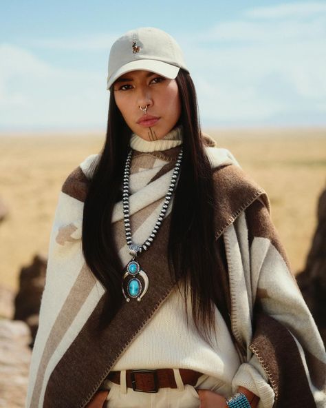 Quannah Chasinghorse, Indigenous Design, Native American Heritage Month, Rugby Fashion, Native American Heritage, Americana Fashion, Famous Models, Ralph Lauren Collection, Style Icon