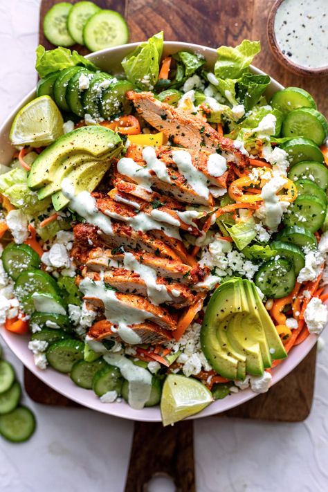 Harissa Chicken Salad - Dash of Mandi Paleo Salad, Harissa Chicken, Yogurt Dressing, Chicken Salad Recipes, Cilantro Lime, Healthy Salads, Chicken Salad, Chicken Thighs, Cilantro