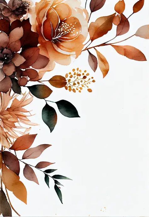 Rustic Flowers Background, Rustic Floral Background, Floral Vector Design, Burnt Orange Background, Flower On White Background, Brown Wedding Invitations, Flower Brown, Flower Background Images, Orange Wedding Flowers