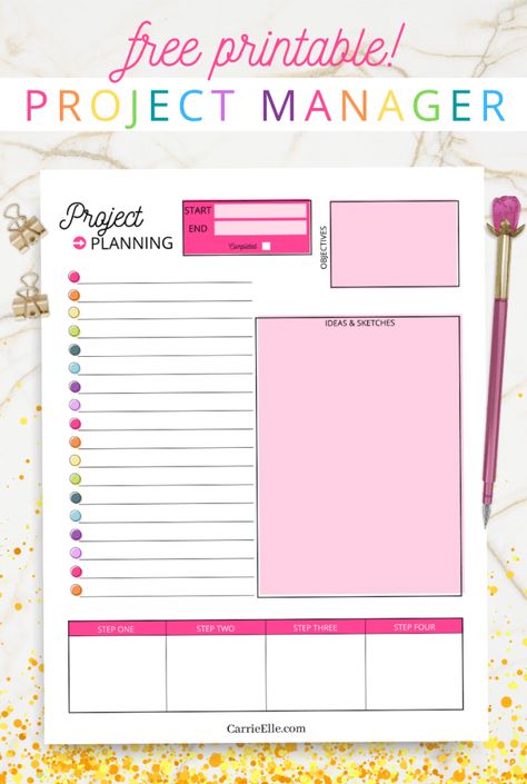 Digital Project Planner, Craft Project Planner Printable Free, Craft Planner Printable Free, Project Planner Printable Free, Planner Categories, Craft Project Planner, Printable Project Planner, Printable Calendar Design, Project Printable