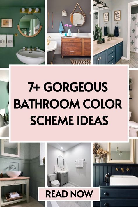 7 bathroom color scheme ideas Ideas For Bathroom Colors, Bathroom Color Schemes Behr Paint, Large Bathroom Color Ideas, Half Bath Color Scheme, Primary Bathroom Color Ideas, Traditional Master Bathrooms, Best Colors For Bathroom Walls, Color Schemes For Bathrooms, Master Bath Wall Color