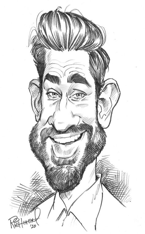 Richmond Illustration Inc. Practise Sketch, Tom Richmond, Caricature Sketch, Client List, Jon Hamm, Caricature Artist, John Krasinski, Portrait Cartoon, Caricature Drawing