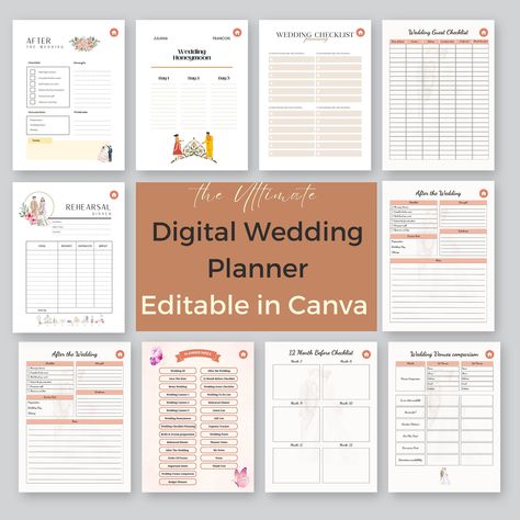 Digital Wedding Planner Organizer Customizable Planner Wedding Organizer Tool Personalized Digital Wedding Planner Customizable Wedding Event Planner Checklist, Small Wedding Planner, Wedding Planner Checklist Printable, Checklist Wedding Day, Digital Wedding Planner, Wedding Planner Checklist, Free Wedding Planner, Wedding Organizer Planner, Planner For Ipad