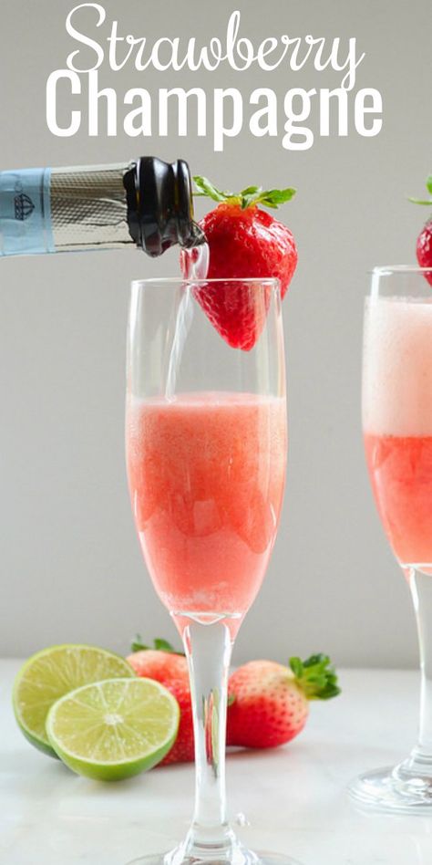 Disaronno Drinks, Strawberry Champagne Cocktail, Flirtini, Champagne Recipe, Christmas Drinks Recipes, Champagne Recipes Cocktails, Strawberry Cocktails, Champagne Drinks, Slushie Recipe