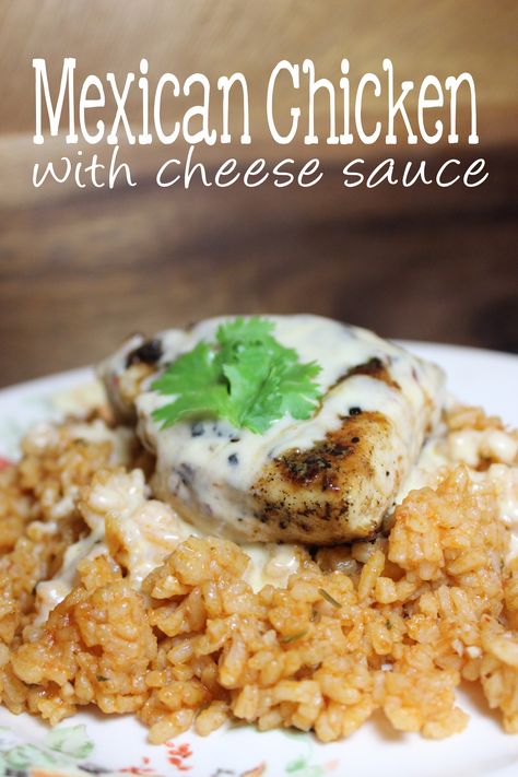 Mexican Cheese Chicken, Chicken And Rice With White Sauce, Mexican Flavored Chicken, Mexican Chicken Seasoning Recipes, Mexican Sauce For Chicken, Cheese Sauce For Tacos, Mexican Chicken Cheese And Rice, Mexican Chicken And Cheese, Chicken Cheese And Rice Mexican Recipe