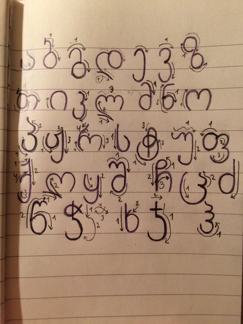 How to write Georgian alphabet | by: annnsunn-motivation.tumblr.com Georgian Alphabet Letters, Georgian Language Learning, Mia + Core + Aesthetic, Georgian Writing, Georgian Alphabet, Georgia Ornament, Georgian Language, Writing Aesthetic, Ancient Alphabets