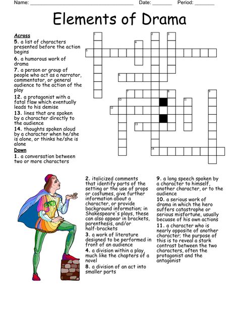 Elements of Drama Crossword Elements Of Drama, List Of Characters, Lesson Planning, Word Doc, Creative Arts, Lesson Plans, Creative Art, Drama, Humor