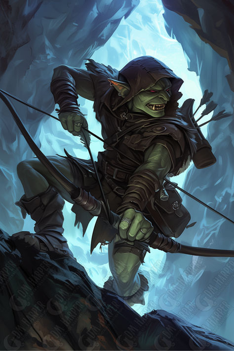 Goblin Archer Art, D&d Goblin, Ratfolk Dnd, Archer Rpg, Goblin Fantasy Art, Goblin Art Dnd, Archer Dnd, Goblin Bard, Goblin Knight