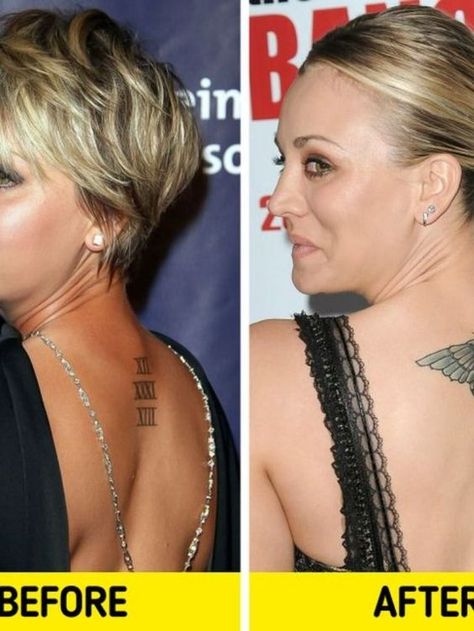 10 Celebrities Who Used Their Imagination To Cover Up Their Old Shoulder Cover Up Tattoos, Women Tattoo Placement, Old Women With Tattoos, Celebrity Tattoos Women, Positivity Tattoo, Women's Shoulder Tattoo, Classy Tattoos For Women, Cover Up Tattoos For Women, Small Tattoo Placement